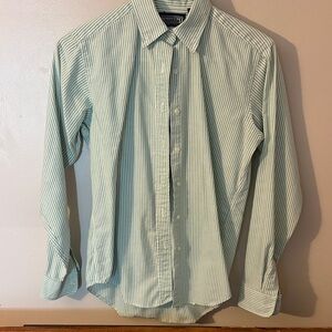 Lands' End women’s Mint Striped Button Down Shirt